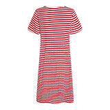 RH Women Nightgown Striped Tee Short Sleep Nightshirt Pajama Dress S-2XL RHW4041