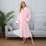 RH Women's Full Front Zip Up Fleece Robe, Casual Nights Housecoat Warm Oversize Bathrobe RHW4047