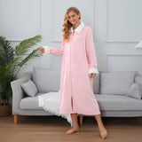 RH Women's Full Front Zip Up Fleece Robe, Casual Nights Housecoat Warm Oversize Bathrobe RHW4047