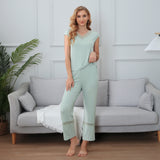 Women Pajamas Sleeveless Pjs Set Summer Lace Tops and Pants Sleepwear Pajama S-XXL RHW4048