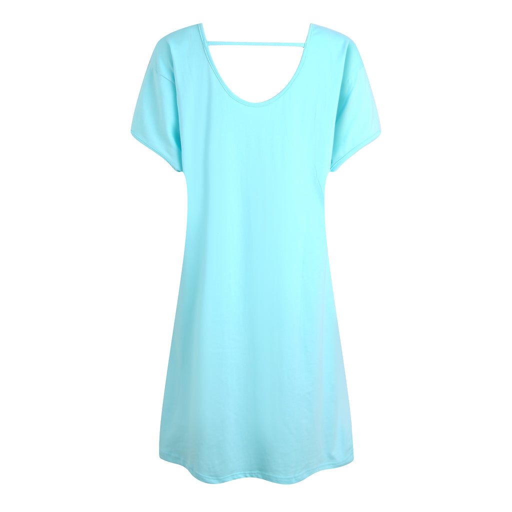 Richie House Nightgowns Women Summer Sleepshirt Sexy Back Short Sleeve Pajama Shirt Nightdress RHW4049