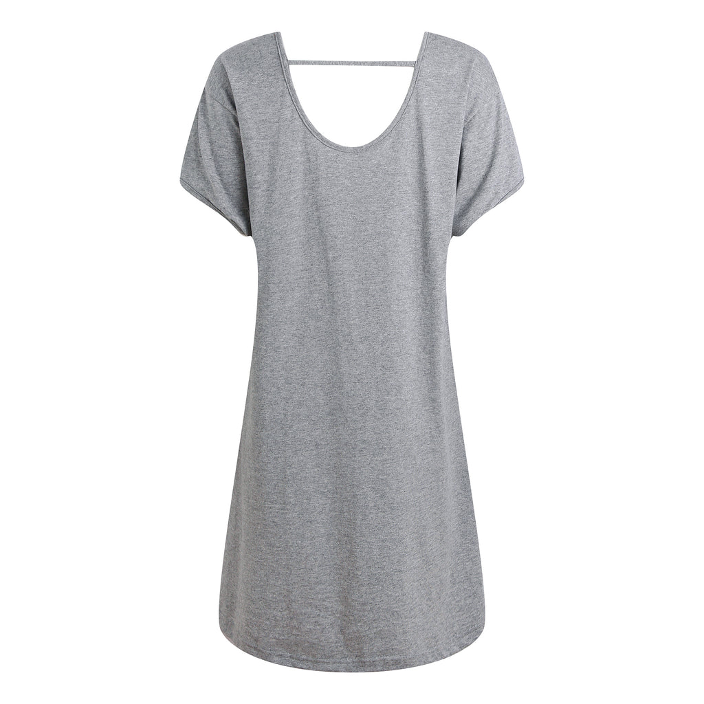Richie House Nightgowns Women Summer Sleepshirt Sexy Back Short Sleeve Pajama Shirt Nightdress RHW4049