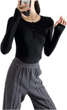 Richie House Women's Long Sleeve Casual Crop Top Ribbed Knit Slim Fitted T-Shirt RHW4065