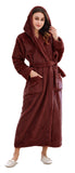 RH Robe Womens Long Hooded Bathrobe Plush Fleece Winter Sleepwear S-XL RHWN2233