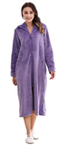 RH Women's Soft Zip Up Front Long Dressing Fleece Robe Housecoat Lounge RHW2856