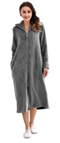 RH Women's Soft Zip Up Front Long Dressing Fleece Robe Housecoat Lounge RHW2856