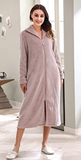 RH Women's Soft Zip Up Front Long Dressing Fleece Robe Housecoat Lounge RHW2856