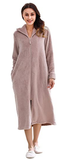 RH Women's Soft Zip Up Front Long Dressing Fleece Robe Housecoat Lounge RHW2856