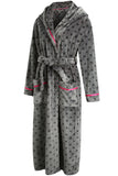 Richie Women's Polka Long Hooded Robe Collared Sleepwear Housecoat RHW2882