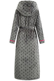 Richie Women's Polka Long Hooded Robe Collared Sleepwear Housecoat RHW2882