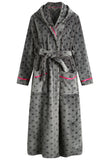 Richie Women's Polka Long Hooded Robe Collared Sleepwear Housecoat RHW2882