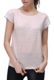 RH Women's Casual Linen T-Shirt w/ Chiffon Short Sleeve Tops Blouse Shirt RH2040