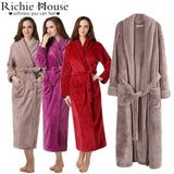 Richie House Ladies Women's Nude Plush Long Shawl Collar Fleece Robe Spa RH1591