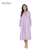 RH Women's Soft Zip Up Front Long Dressing Fleece Robe Housecoat Lounge RHW2856