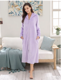 RH Women's Soft Zip Up Front Long Dressing Fleece Robe Housecoat Lounge RHW2856